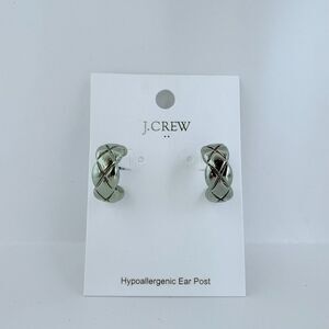 NWT J.Crew Factory Women's Quilted Hoop Earrings in Zinc Silver - One of a Kind